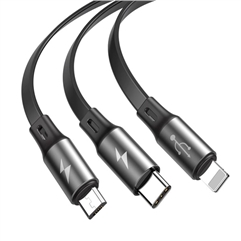 Кабель Baseus Fabric 3-in-1 Flexible Cable USB For M+L+T