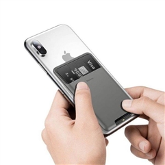 Накладка на смартфон для банковских карт  back stick silicone  - серебристый