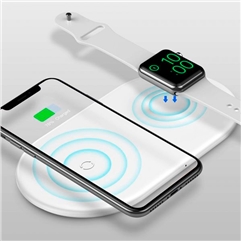 Беспроводная зарядка для iPhone + iP watch Baseus Smart 2in1 и кабель  - белый