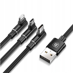Кабель Baseus MVP 3-in-1 Mobile game Cable USB  - черный