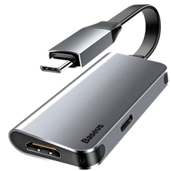 USB-хаб адаптер Baseus Little box USB-C-HDMI+USB-C CAHUB-E0G  - серебристый