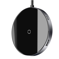 2в1 USB-хаб и беспроводное зарядное Baseus Circular Mirror Wireless Charger HUB  - серый
