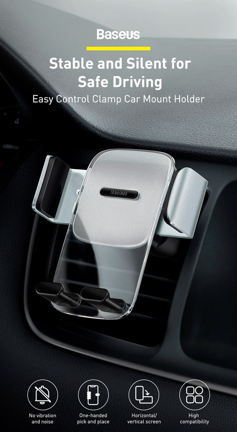 Купить Автомобильный держатель Baseus Easy Control Clamp Car Mount Holder -  (Air Outlet Version) в Минске по низкой цене - SmartHUB