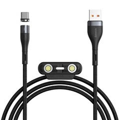 3 в 1 кабель Baseus Zinc Magnetic Safe USB to M+L+C 3A сменные магнитные концевики  - 1 метр