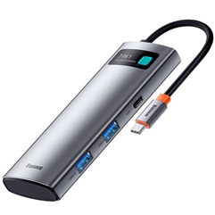 USB-хаб Baseus Metal Gleam Series 7-in-1  - WKWG020113 - серый